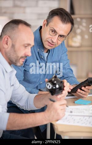 gay couple having financial problems Stock Photo