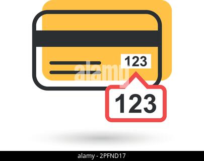 Credit card icon in flat style. CVV verification code vector illustration on isolated background. Payment sign business concept. Stock Vector