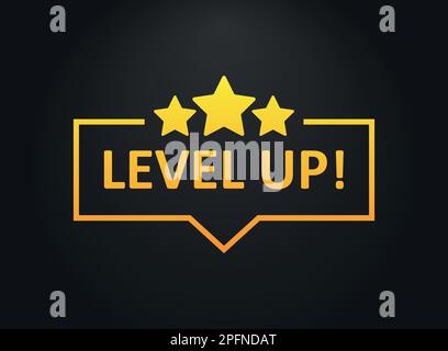 Level up icon in flat style. Achievement vector illustration on isolated background. Success sign business concept. Stock Vector