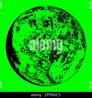 Detailed Moon illustration on Green Background. Vector Illustration Graphic Design. Stock Vector