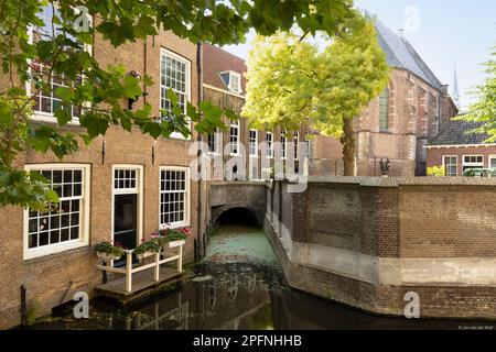 Medieval city center of the picturesque cheese town of Gouda, the Netherlands. Stock Photo