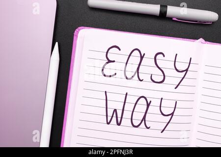 Handwriting text Easy Way. Internet Concept making hard decision between two less and more effort method Stock Photo