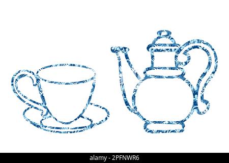 Vintage Teapot And Cup Vector Illustration On White Background Stock Vector