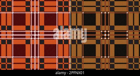 Scottish Irish Plaid Tartan Checkered Pattern In Orange Maroon Yellow Color Stock Vector