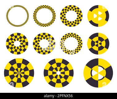 Black And Yellow Check Pattern Dart Board Circle Stock Vector