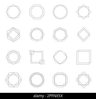 Modern Minimalist Aesthetic Geometric Linear Frames. Trendy Minimal Style Boho Frames For Creating Logo, Badge, Posters, Invitation, Social Media Post Stock Vector