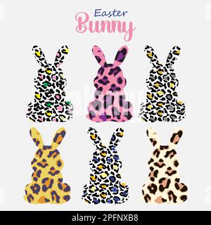 Easter Bunny With Leopard Print For Easter Decor, Invitations, Posters, T Shirts And Postcards Stock Vector