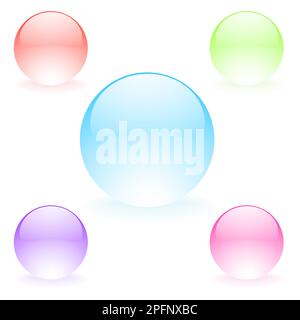3D Crystal Magic Sphere Ball. Colorful Crystal Orb Globes Stock Vector