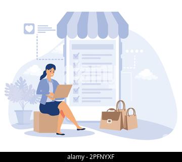 Online retailer concept, Online shopping wishlist, flat vector modern illustration Stock Vector