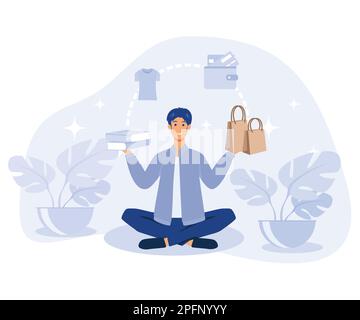 Voluntary lifestyle concept, reduce consumption and buying, low expenses, flat vector modern illustration Stock Vector