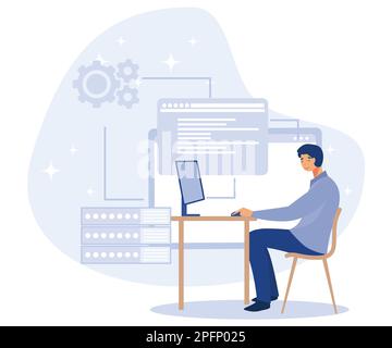 Database storage concept, software development, information visualization, flat vector modern illustration Stock Vector