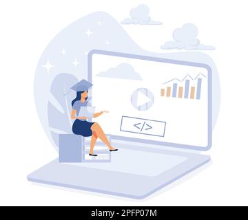 IT education concept, frontend and backend certification, computing, flat vector modern illustration Stock Vector