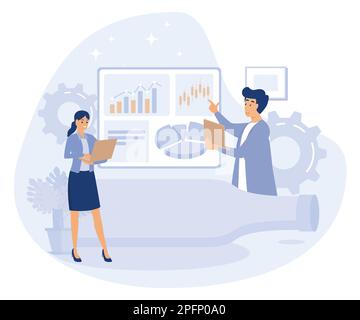 Project planning concept. workflow improvement, software metaphor , flat vector modern illustration Stock Vector
