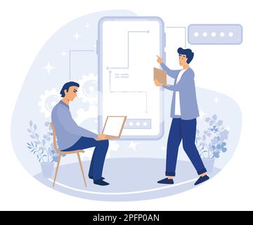Career in IT concept, Mobile app development courses, business frameworks, flat vector modern illustration Stock Vector