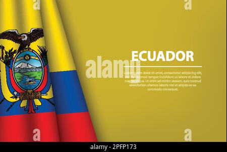 Wave flag of Ecuador with copyspace background. Banner or ribbon vector template for independence day Stock Vector