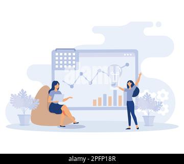 Project implementation concept, Project initiation and closure, workflow process, flat vector modern illustration Stock Vector