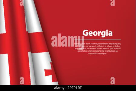 Wave flag of Georgia with copyspace background. Banner or ribbon vector template for independence day Stock Vector