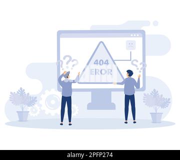 Website page interface concept, 404 error, website template, flat vector modern illustration Stock Vector