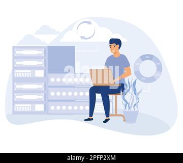 Data backup software concept, cyber security data protection, flat vector modern illustration Stock Vector