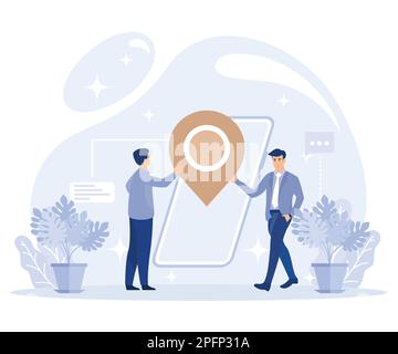 Sales and SEO digital strategy concept, local search optimization, mobile media, flat vector modern illustration Stock Vector