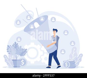 Sales and SEO digital strategy concept, Generating new leads, flat vector modern illustration Stock Vector