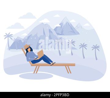 Voluntary lifestyle concept, Downshifting, simple living, minimalist lifestyle, flat vector modern illustration Stock Vector