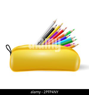 Colored Pencils Bright Vector Children Illustration Isolated On