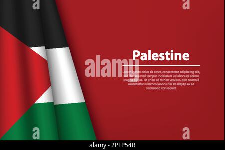 Wave flag of Palestine with copyspace background. Banner or ribbon vector template for independence day Stock Vector