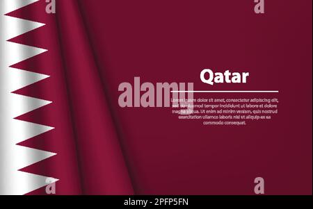 Wave flag of Qatar with copyspace background. Banner or ribbon vector template for independence day Stock Vector