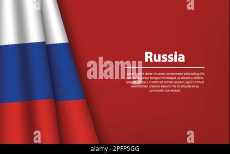Wave flag of Russia with copyspace background. Banner or ribbon vector template for independence day Stock Vector
