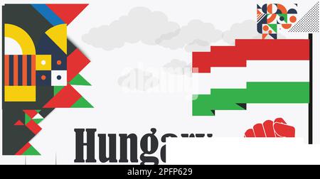 hungary Flag and National or Independence day design for hungary flag. Modern retro red green star  traditional abstract icons. Vector illustration. Stock Vector