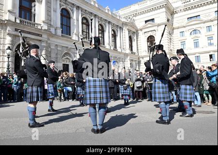 Vienna, Austria. 18th Mar, 2023. St. Patrick’s Day Parade through downtown Vienna. Credit: Franz Perc/Alamy Live News Stock Photo