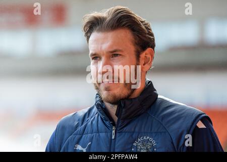 Chris Maxwell #1 of Blackpool arrives ahead of the Sky Bet Championship match Blackpool vs Coventry City at Bloomfield Road, Blackpool, United Kingdom, 18th March 2023  (Photo by Craig Thomas/News Images) Stock Photo