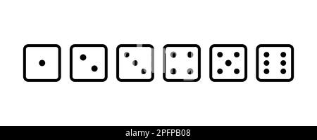 Game dice set isolated on white background. Set of dice in flat and linear design from one to six Stock Vector