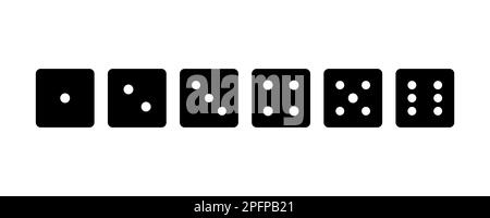 Game dice set isolated on white background. Set of dice in flat and linear design from one to six Stock Vector