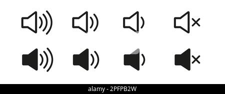 Speaker icon set. volume icon vector. loudspeaker icon vector. sound symbol. Stock Vector