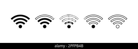 WIFI Icon set. rounded corners. black gray white background Stock Vector