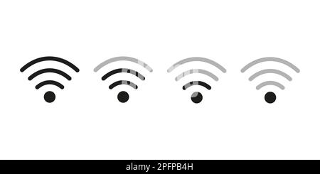 WIFI Icon set. rounded corners. black gray white background Stock Vector