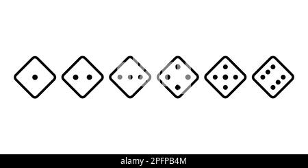 Game dice set isolated on white background. Set of dice in flat and linear design from one to six Stock Vector