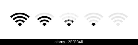 WIFI Icon set. rounded corners. black gray white background Stock Vector
