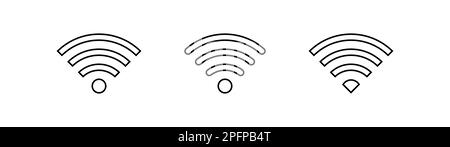 WIFI Icon set. rounded corners. black gray white background Stock Vector