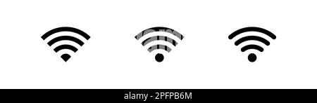 WIFI Icon set. rounded corners. black gray white background Stock Vector
