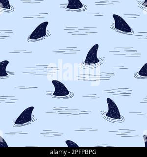 Shark fin seamless pattern. Stock Vector
