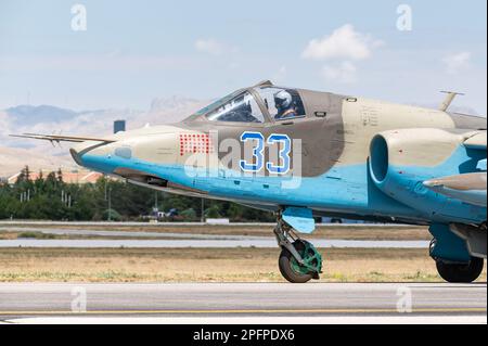 A Sukhoi Su-25 'Frogfoot' combat aircraft of the Azerbaijani Air Force. Stock Photo