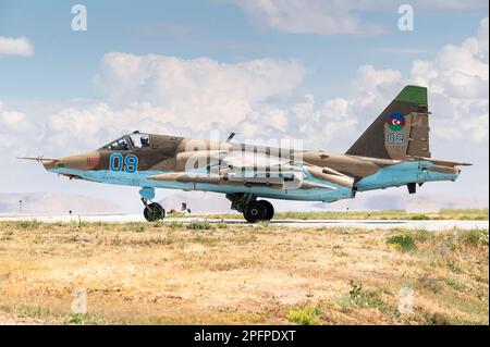 A Sukhoi Su-25 'Frogfoot' combat aircraft of the Azerbaijani Air Force. Stock Photo