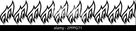 Burning fire flame row contour outline line icon black color vector illustration image thin flat style simple Stock Vector