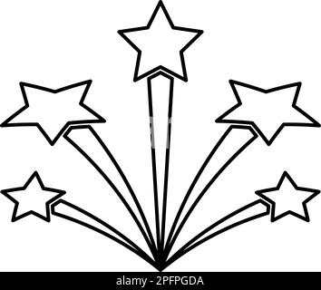 Salute with stars firework starry contour outline line icon black color vector illustration image thin flat style simple Stock Vector