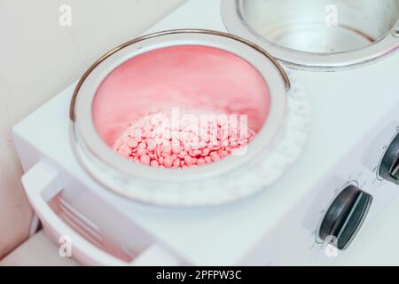 Sugaring Equipment for the production of sugaring paste. Help melt wax faster than sugaring. View from above Stock Photo