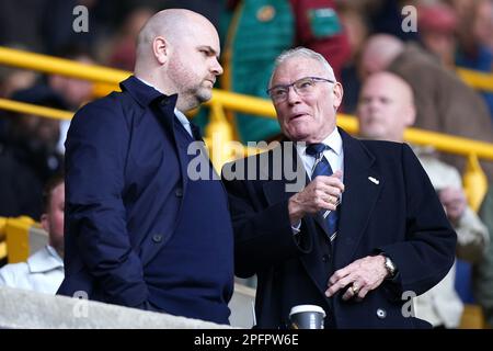 Former Leeds United player and manager Eddie Gray (right) before the Premier League match at Molineux Stadium, Wolverhampton. Picture date: Saturday March 18, 2023. Stock Photo