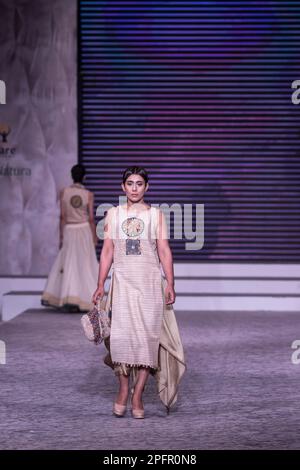 Dhaka, Bangladesh. 17th Mar, 2023. A model walks the runway at the  Bangladesh fashion show during